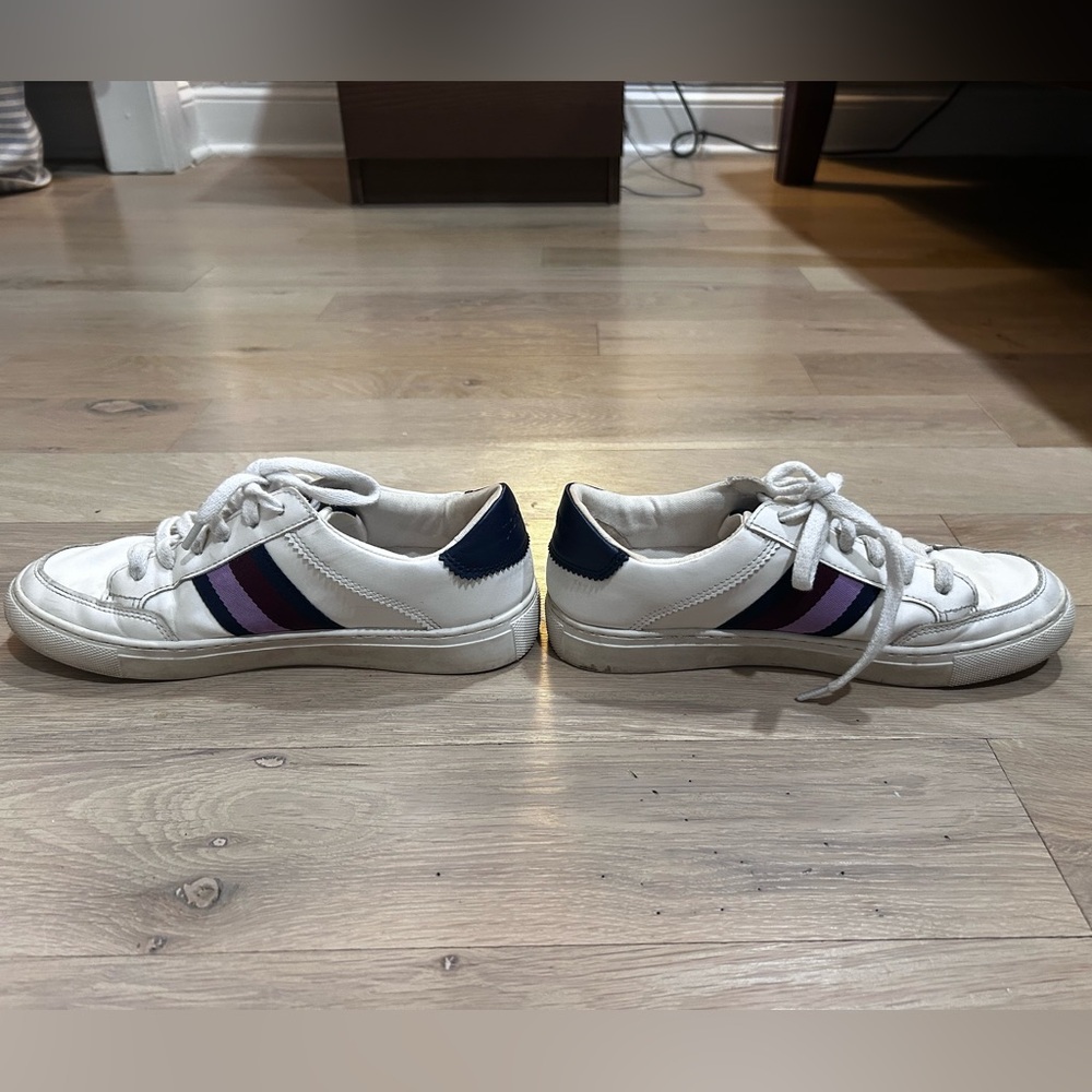 J. Crew White Sneakers with Striped Detail